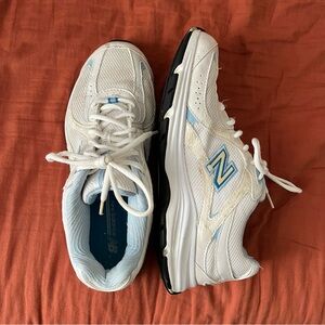 New Balance White and Blue Sneakers
